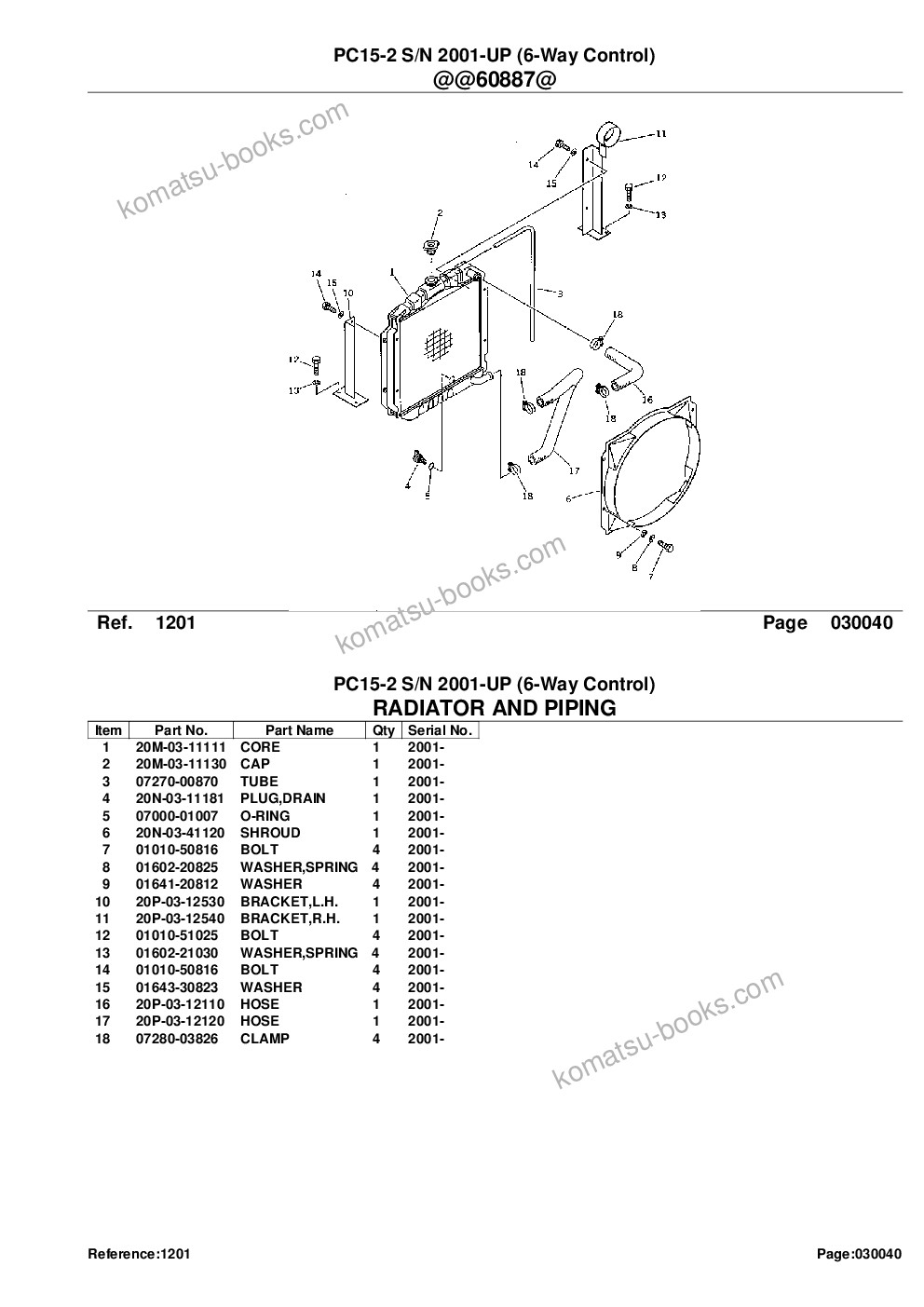 Komatsu PC15-2 S/N 2001-UP (6-Way Control) Parts catalog cover Page 6 Komatsu PC15-2 S/N 2001-UP (6-Way Control) Parts catalog cover Page 6