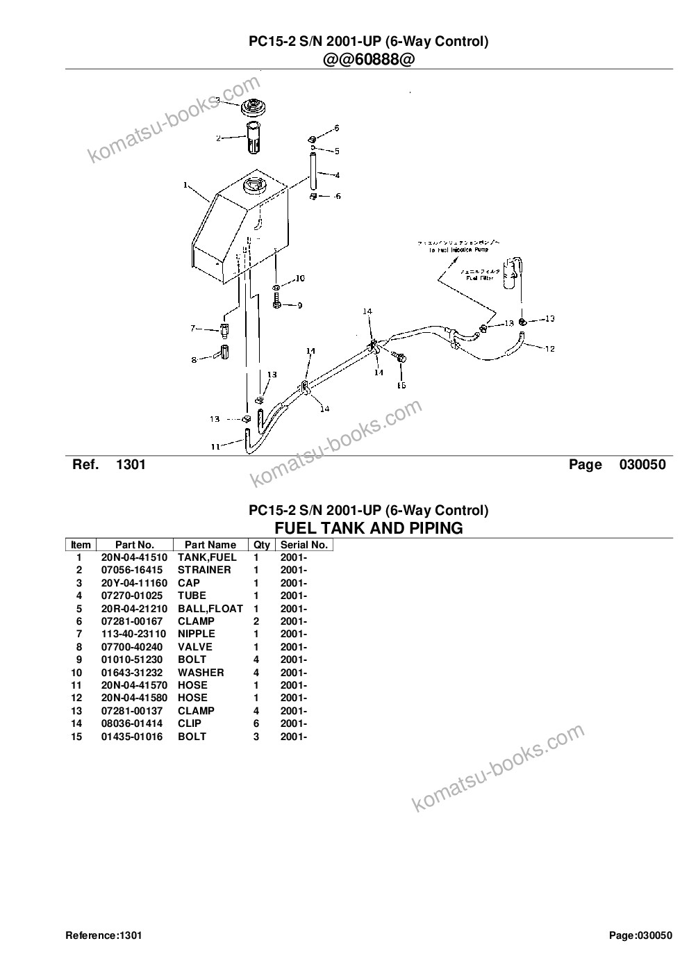 Komatsu PC15-2 S/N 2001-UP (6-Way Control) Parts catalog cover Page 7 Komatsu PC15-2 S/N 2001-UP (6-Way Control) Parts catalog cover Page 7