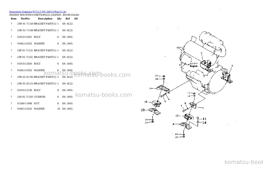 Komatsu PC15-3 S/N 5001-UP Parts catalog cover