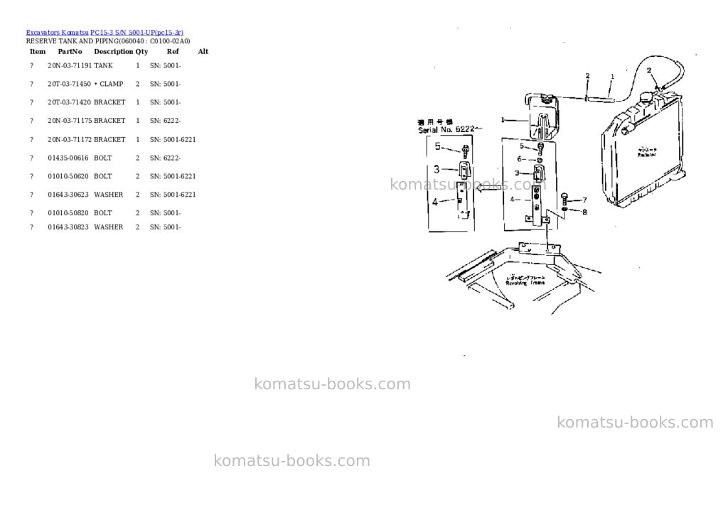 Komatsu PC15-3 S/N 5001-UP Parts catalog cover Page 10