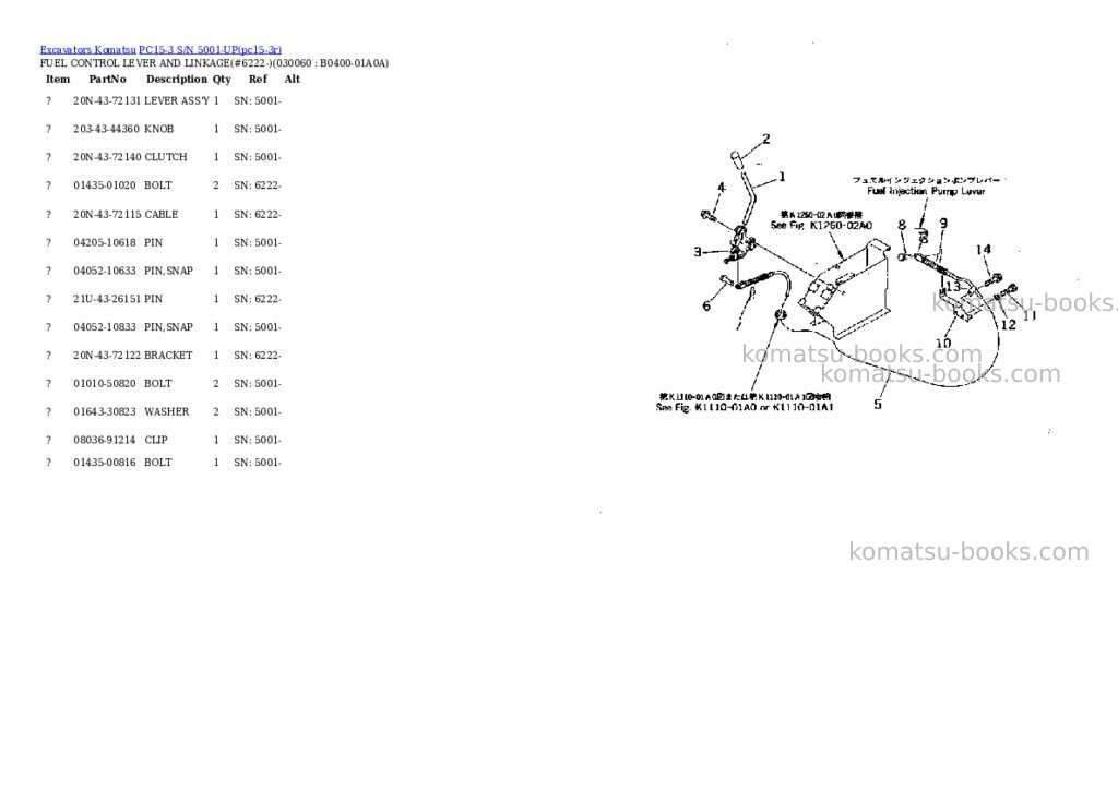 Komatsu PC15-3 S/N 5001-UP Parts catalog cover Page 5