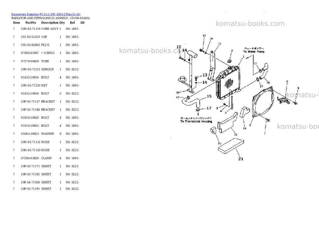 Komatsu PC15-3 S/N 5001-UP Parts catalog cover Page 8