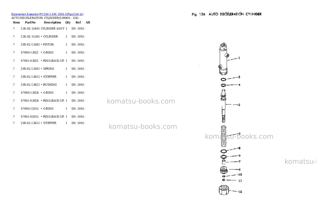 Komatsu pc150-1 s/n 1001-up Parts catalog cover Page 5