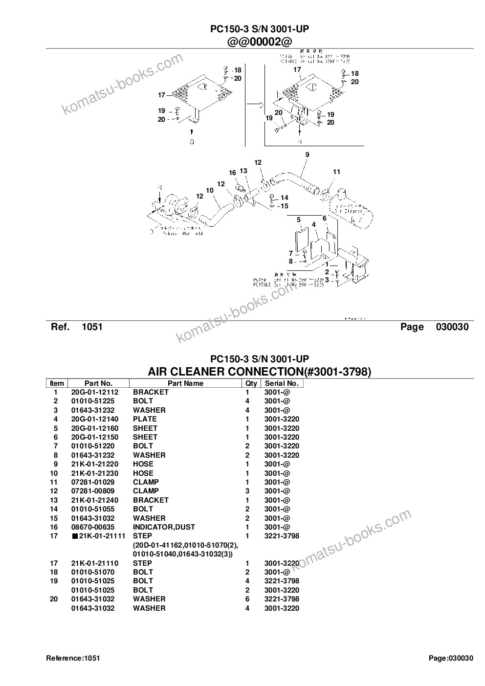 Komatsu PC150-3 S/N 3001-UP Parts catalog cover Page 5