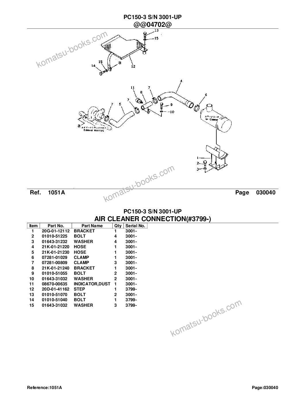 Komatsu PC150-3 S/N 3001-UP Parts catalog cover Page 6