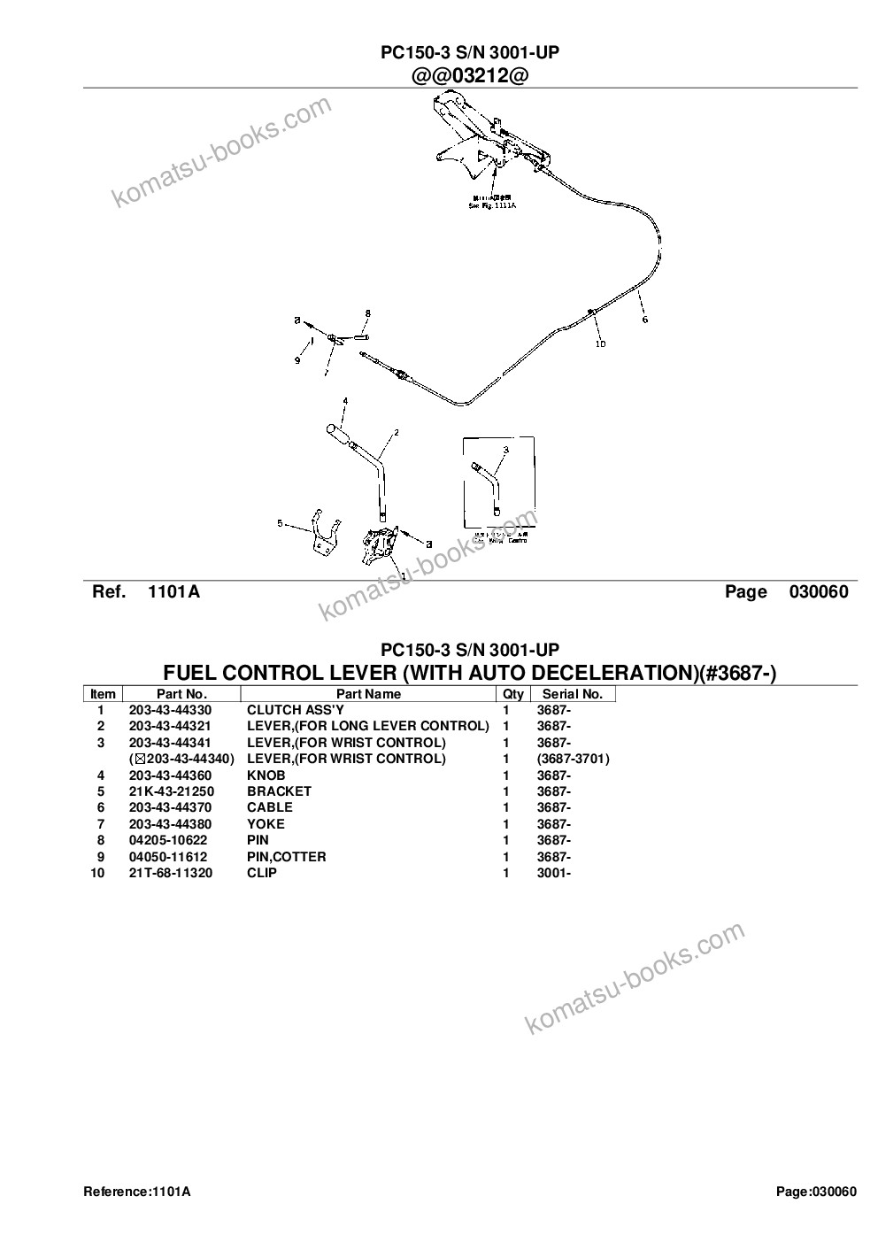 Komatsu PC150-3 S/N 3001-UP Parts catalog cover Page 9