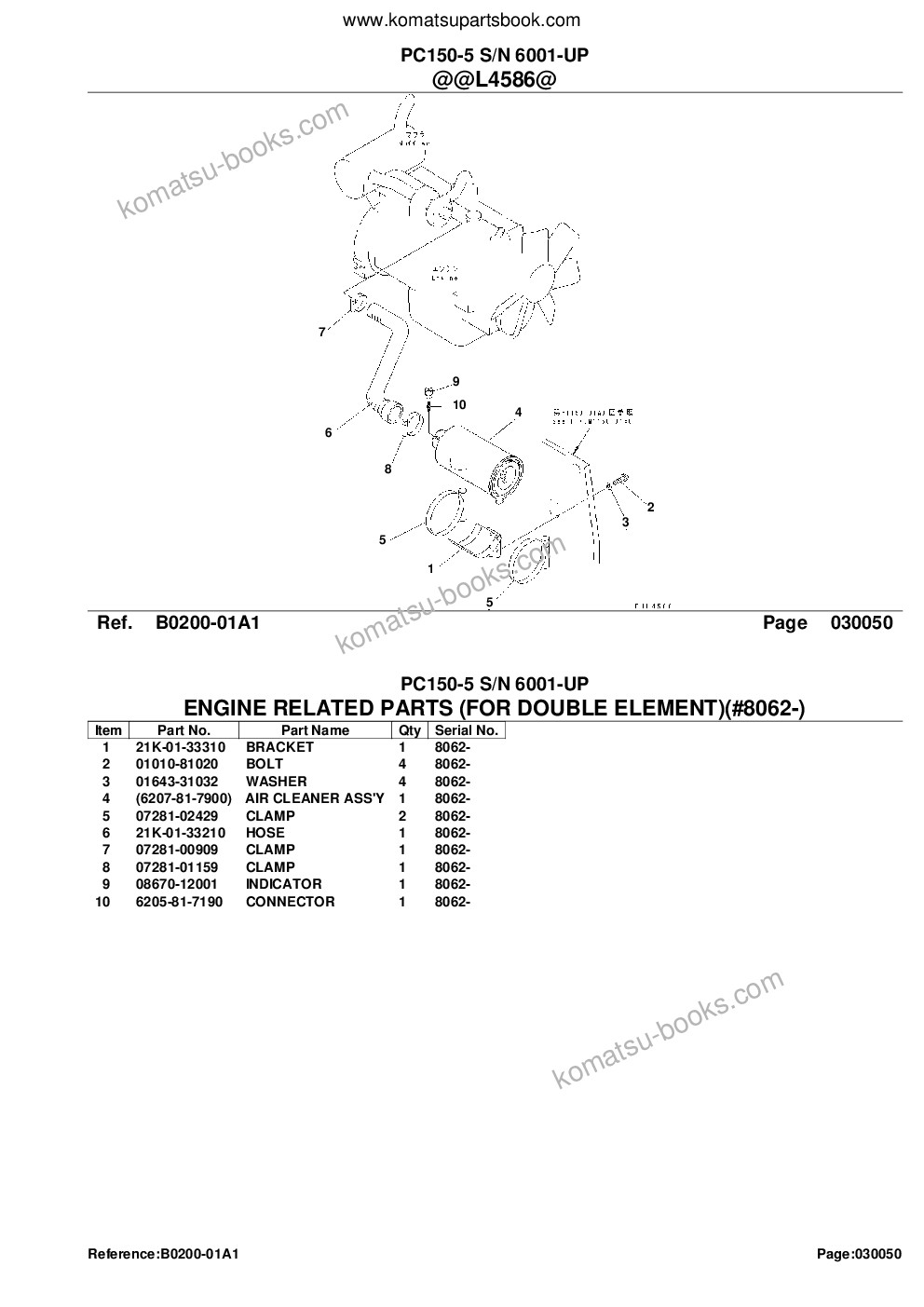 Komatsu pc150-5 s/n 6001-up Parts catalog cover Page 7 Komatsu pc150-5 s/n 6001-up Parts catalog cover Page 7