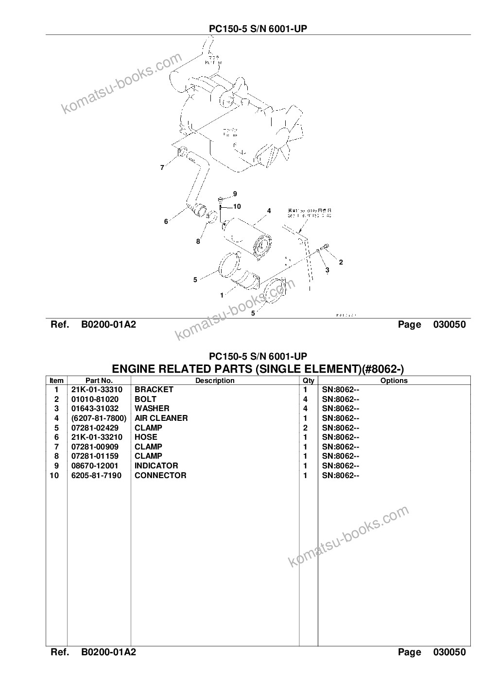 Komatsu PC150-5 S/N 6001-UP Parts catalog cover Page 7