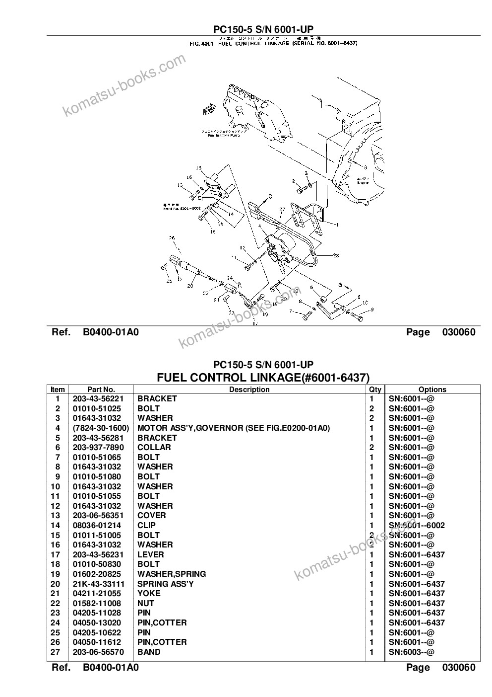Komatsu PC150-5 S/N 6001-UP Parts catalog cover Page 8