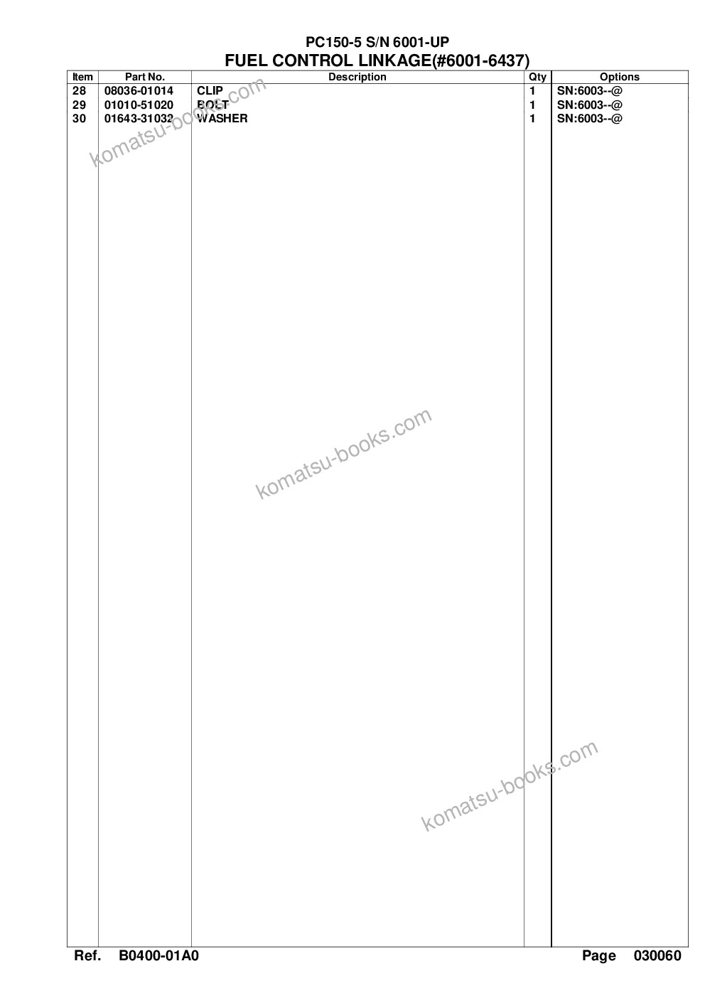 Komatsu PC150-5 S/N 6001-UP Parts catalog cover Page 9
