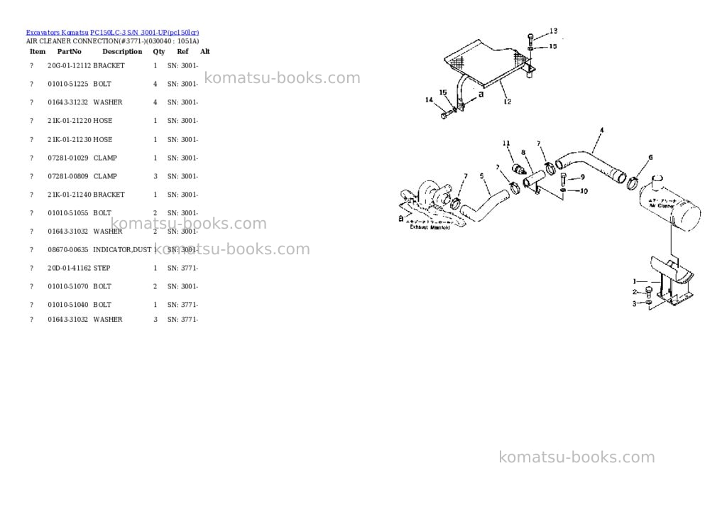 Komatsu PC150LC-3 S/N 3001-UP Parts catalog cover Page 3
