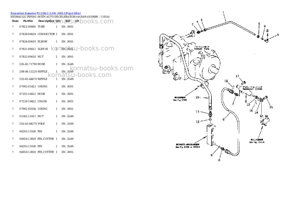 Komatsu PC150LC-3 S/N 3001-UP Parts catalog cover Page 7