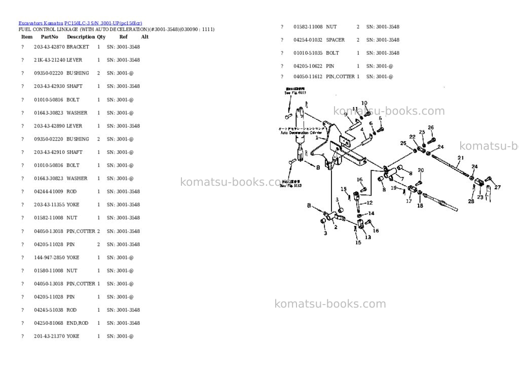 Komatsu PC150LC-3 S/N 3001-UP Parts catalog cover Page 8