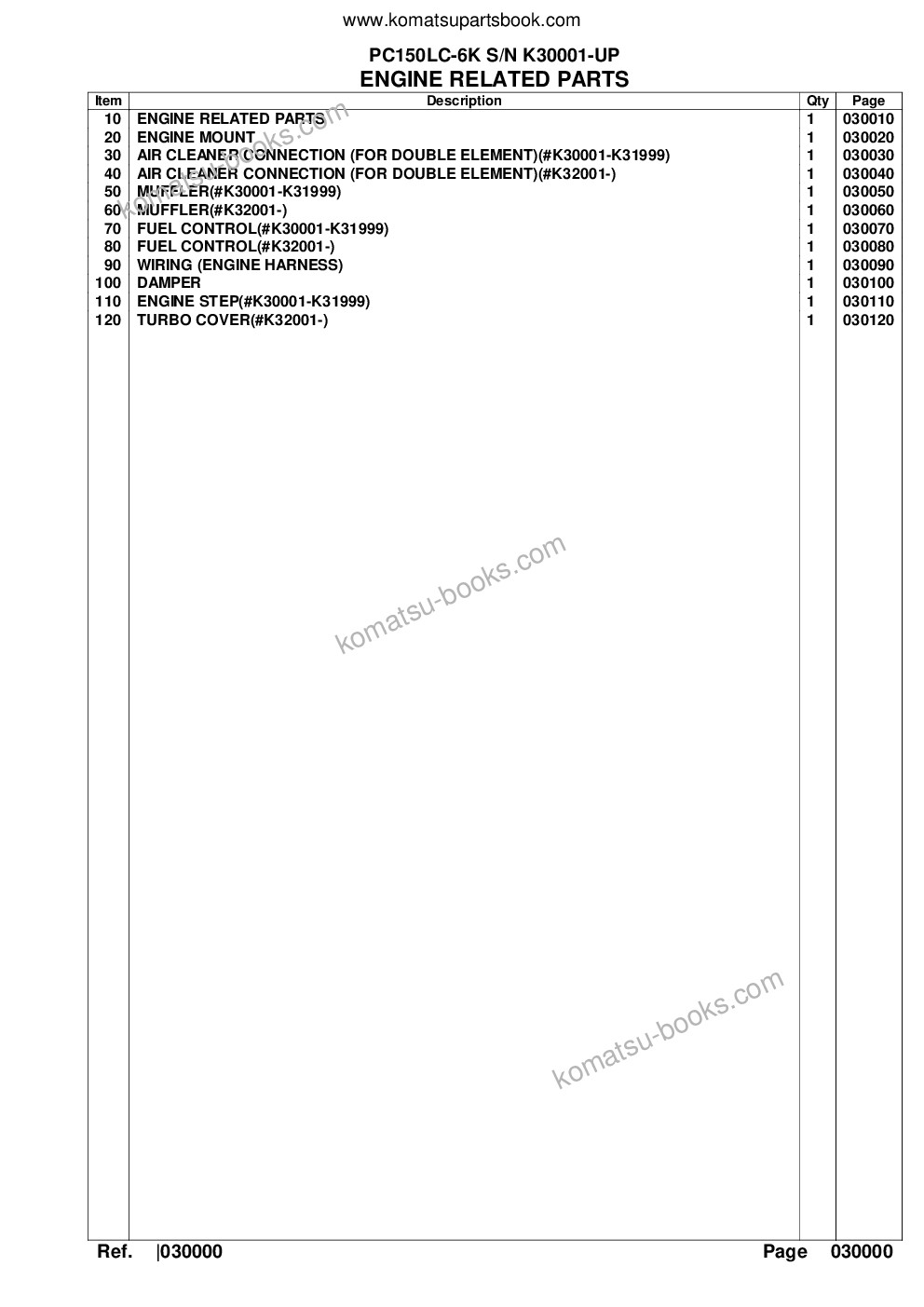 Komatsu pc150lc-6k s/n k30001-up Parts catalog cover Page 2