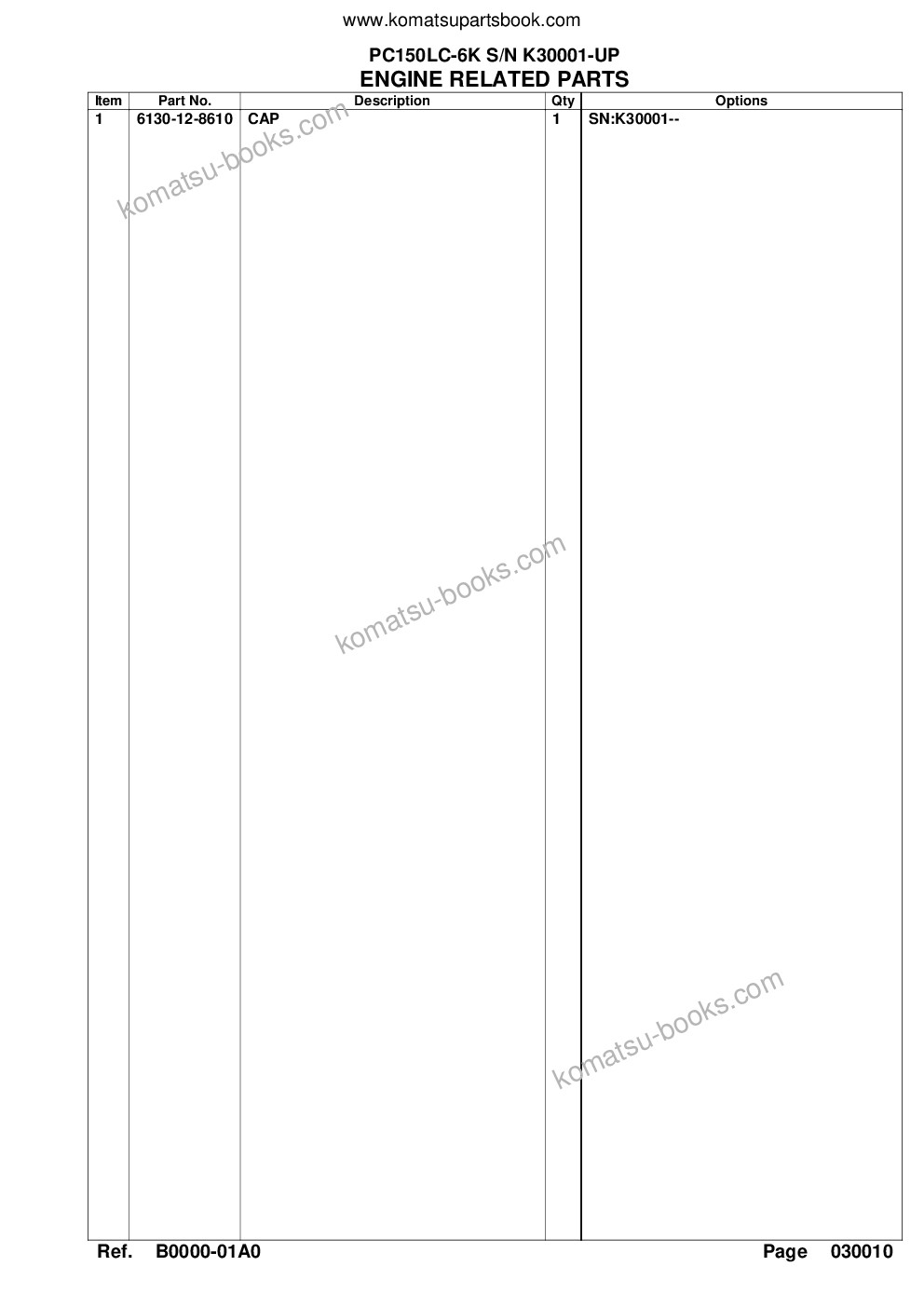 Komatsu pc150lc-6k s/n k30001-up Parts catalog cover Page 4