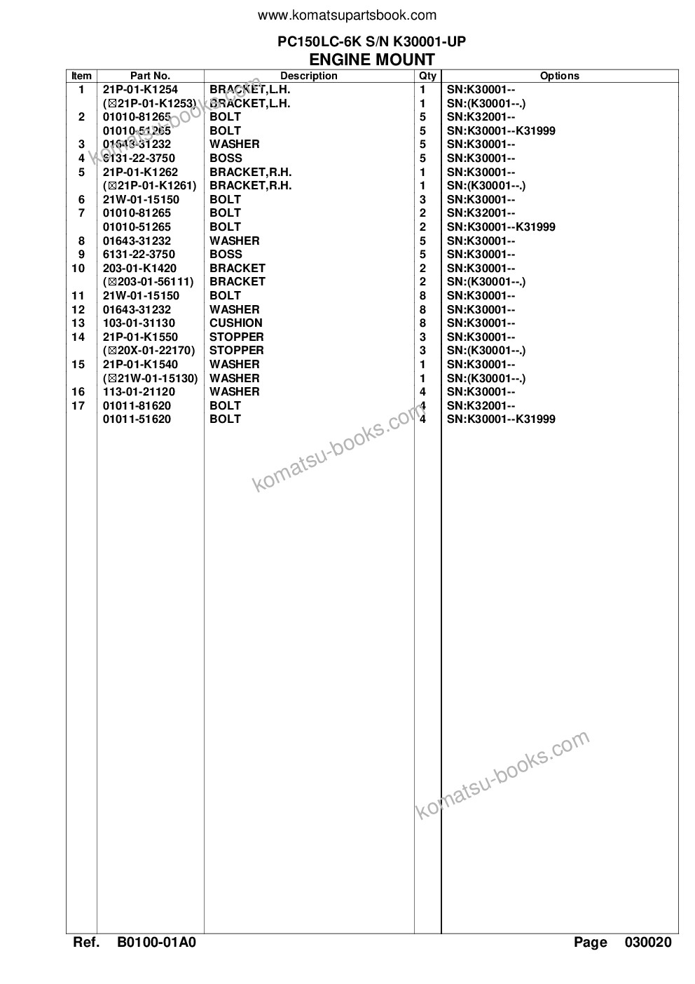 Komatsu pc150lc-6k s/n k30001-up Parts catalog cover Page 6
