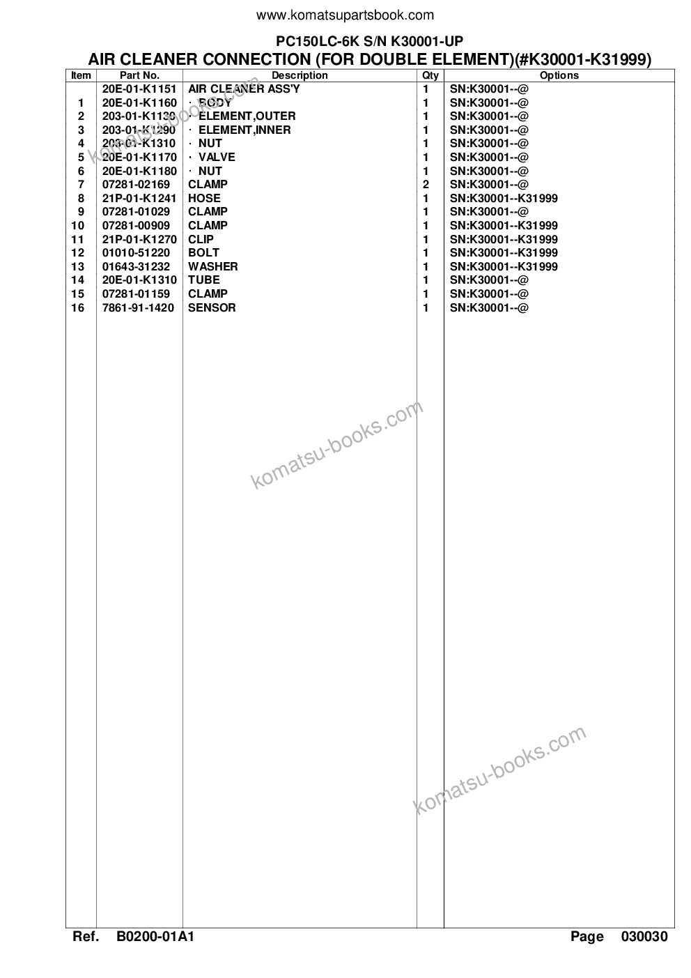 Komatsu pc150lc-6k s/n k30001-up Parts catalog cover Page 8
