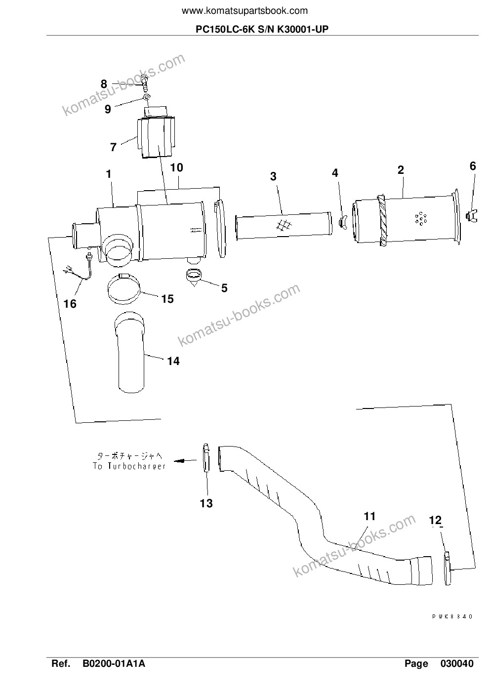 Komatsu pc150lc-6k s/n k30001-up Parts catalog cover Page 9