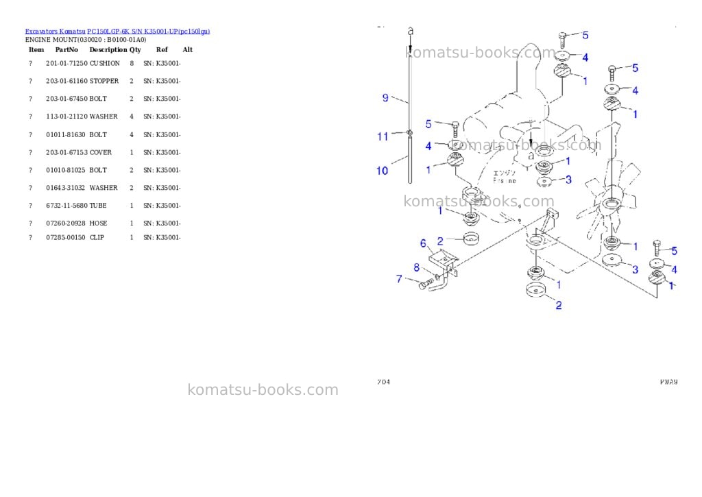 Komatsu pc150lgp-6k s/n k35001-up Parts catalog cover Komatsu pc150lgp-6k s/n k35001-up Parts catalog cover