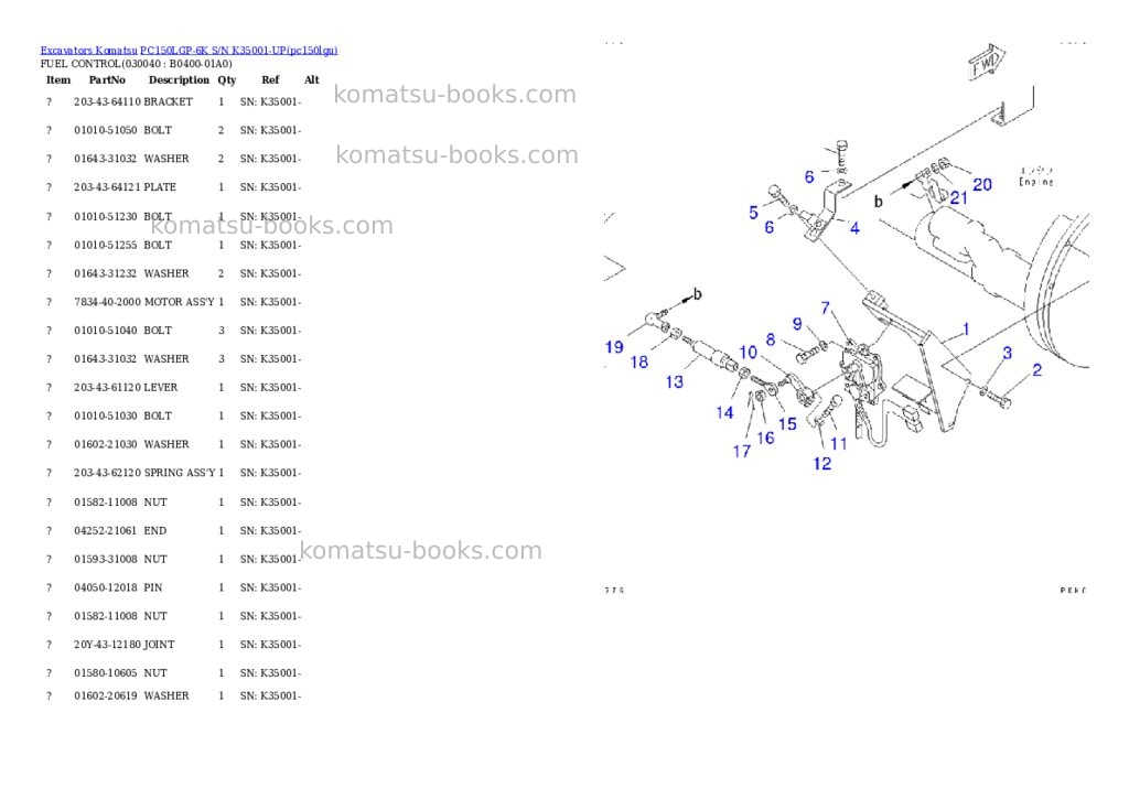 Komatsu pc150lgp-6k s/n k35001-up Parts catalog cover Page 3 Komatsu pc150lgp-6k s/n k35001-up Parts catalog cover Page 3