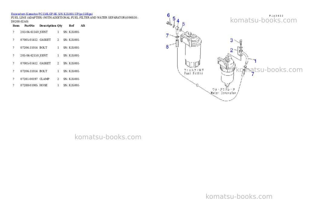 Komatsu pc150lgp-6k s/n k35001-up Parts catalog cover Page 9 Komatsu pc150lgp-6k s/n k35001-up Parts catalog cover Page 9