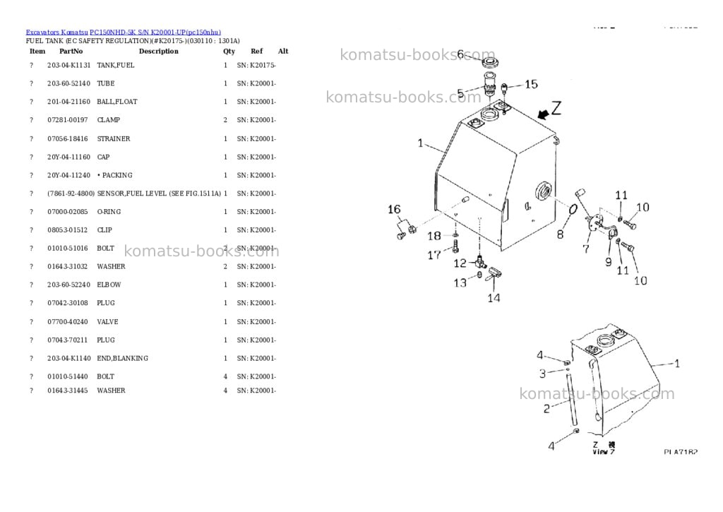 Komatsu pc150nhd-5k s/n k20001-up Parts catalog cover Page 10 Komatsu pc150nhd-5k s/n k20001-up Parts catalog cover Page 10