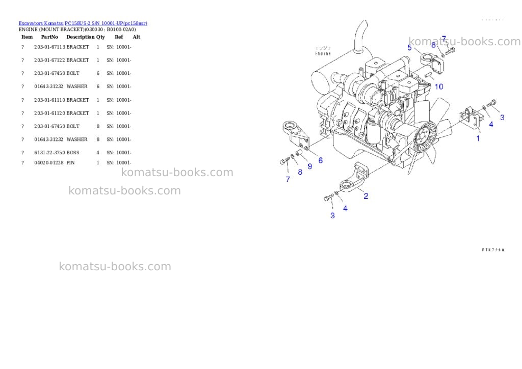 Komatsu pc158us-2 s/n 10001-up Parts catalog cover Page 2 Komatsu pc158us-2 s/n 10001-up Parts catalog cover Page 2
