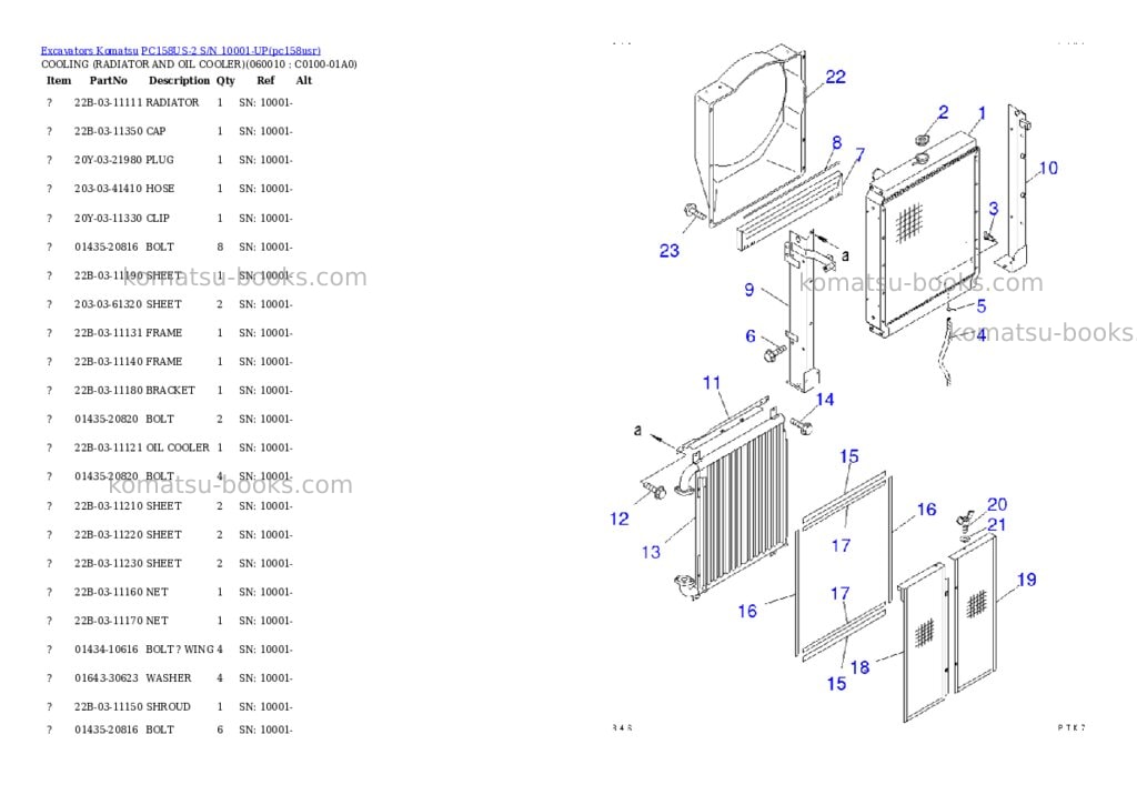 Komatsu pc158us-2 s/n 10001-up Parts catalog cover Page 5 Komatsu pc158us-2 s/n 10001-up Parts catalog cover Page 5