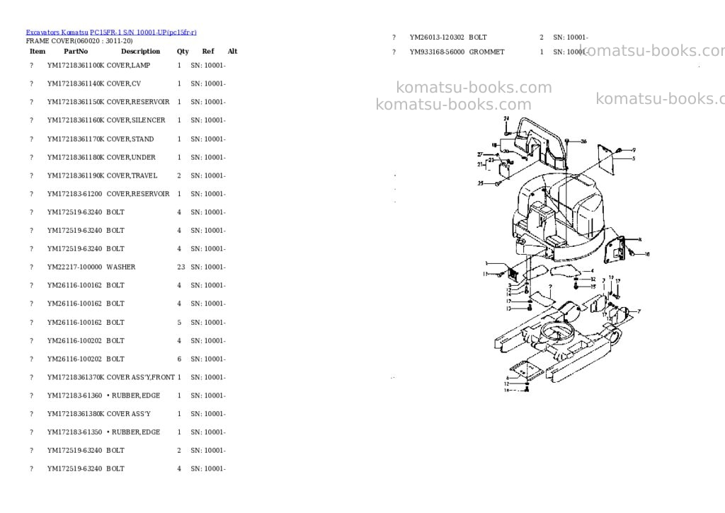 Komatsu pc15fr-1 s/n 10001-up Parts catalog cover Page 8
