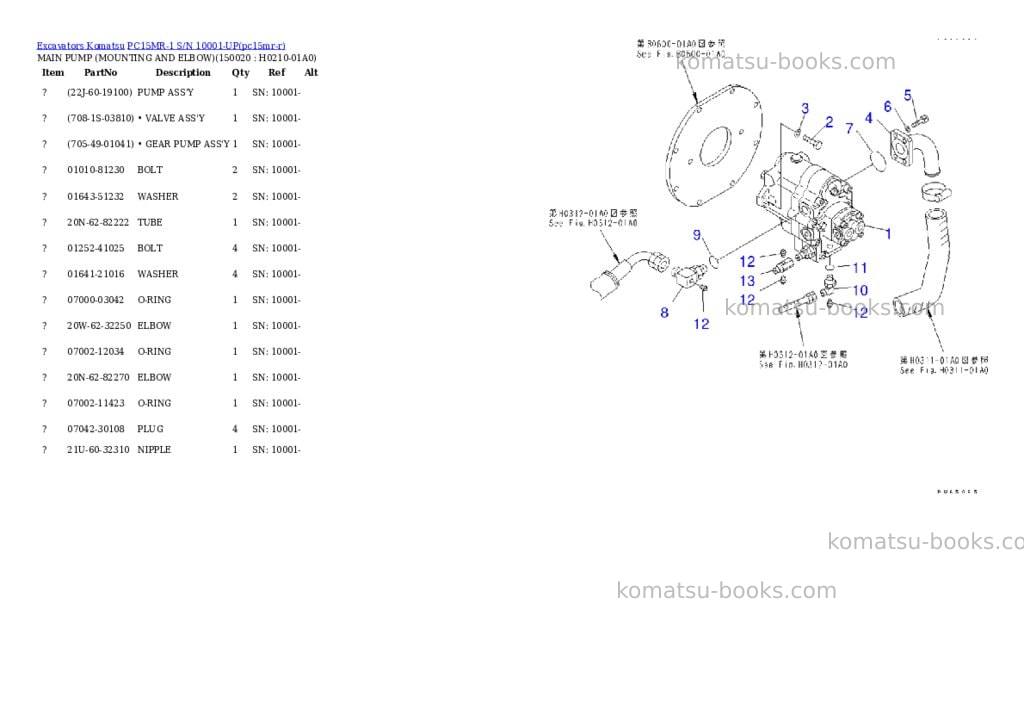 Komatsu pc15mr-1 s/n 10001-up Parts catalog cover Page 10