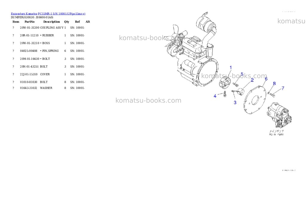 Komatsu pc15mr-1 s/n 10001-up Parts catalog cover Page 2