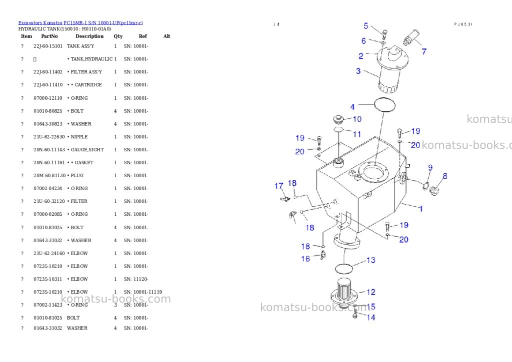 Komatsu pc15mr-1 s/n 10001-up Parts catalog cover Page 9