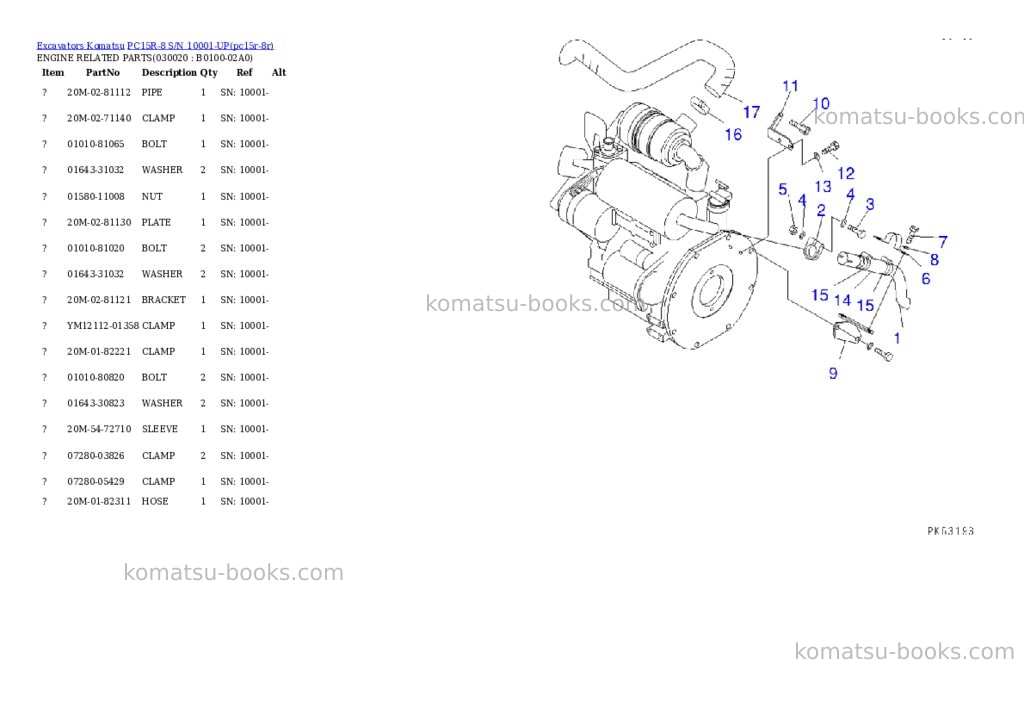 Komatsu PC15R-8 S/N 10001-UP Parts catalog cover Komatsu PC15R-8 S/N 10001-UP Parts catalog cover