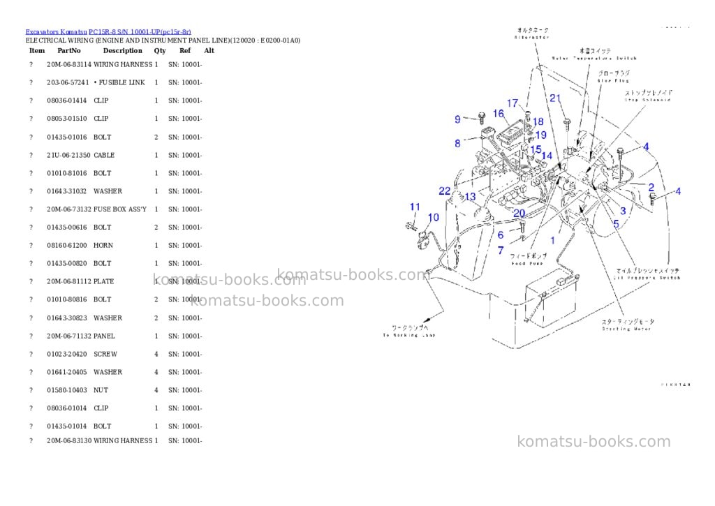 Komatsu PC15R-8 S/N 10001-UP Parts catalog cover Page 10 Komatsu PC15R-8 S/N 10001-UP Parts catalog cover Page 10