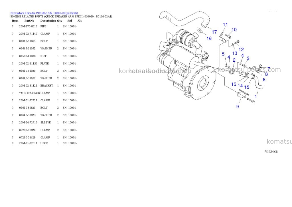 Komatsu PC15R-8 S/N 10001-UP Parts catalog cover Page 2 Komatsu PC15R-8 S/N 10001-UP Parts catalog cover Page 2