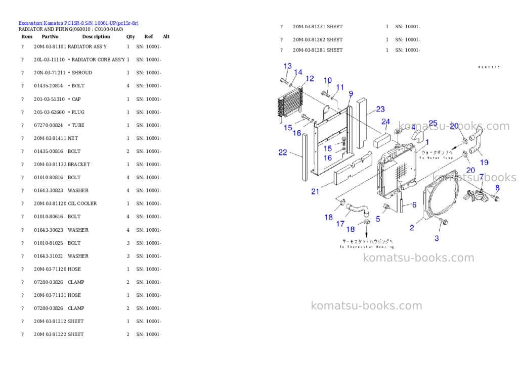 Komatsu PC15R-8 S/N 10001-UP Parts catalog cover Page 5 Komatsu PC15R-8 S/N 10001-UP Parts catalog cover Page 5