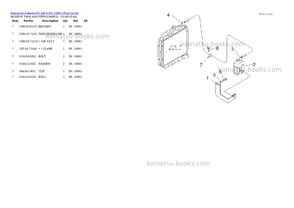 Komatsu PC15R-8 S/N 10001-UP Parts catalog cover Page 6 Komatsu PC15R-8 S/N 10001-UP Parts catalog cover Page 6