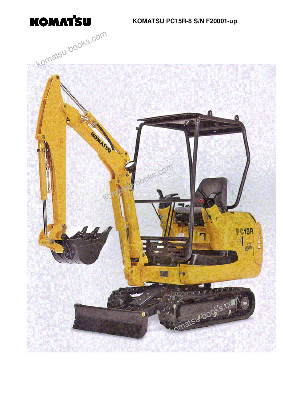 Komatsu pc15r-8 s/n f20001-up Parts catalog cover Komatsu pc15r-8 s/n f20001-up Parts catalog cover