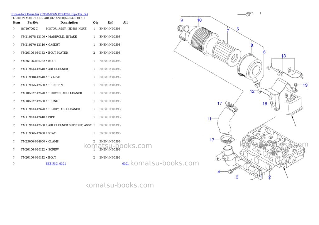 Komatsu pc15r-8 s/n f22426-up Parts catalog cover Page 2