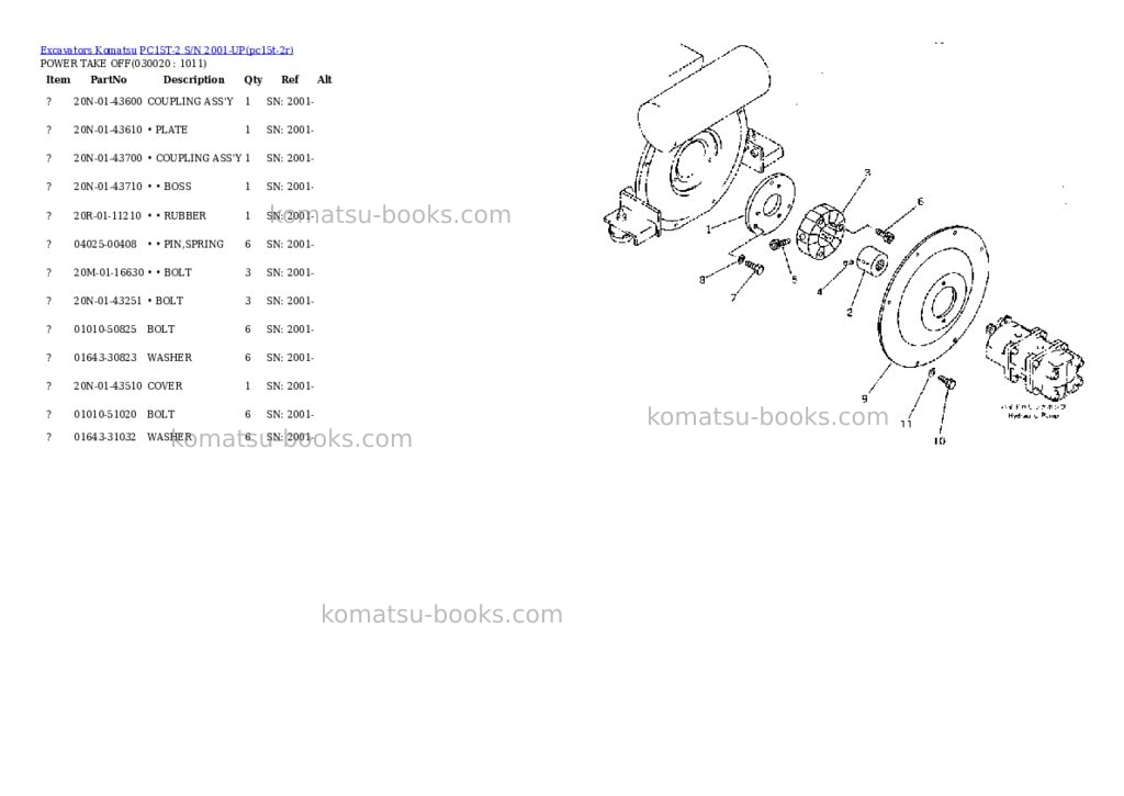 Komatsu pc15t-2 s/n 2001-up Parts catalog cover