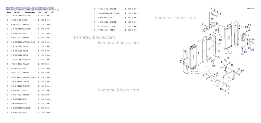 Komatsu PC160-7E0-A S/N C10001-UP Parts catalog cover Page 5 Komatsu PC160-7E0-A S/N C10001-UP Parts catalog cover Page 5