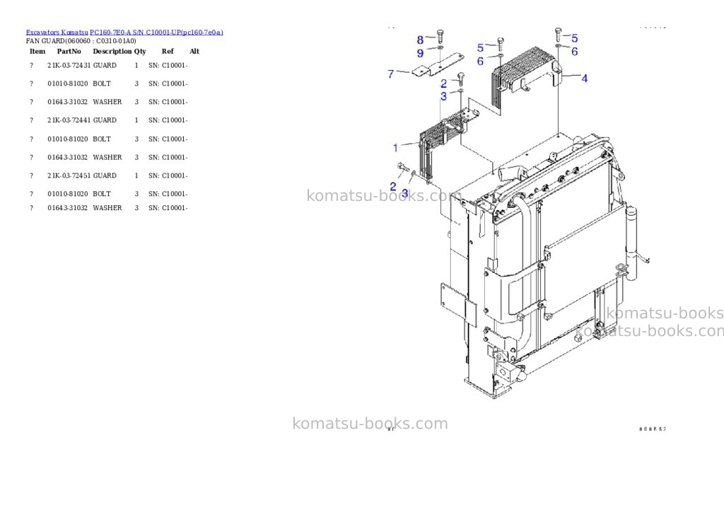 Komatsu PC160-7E0-A S/N C10001-UP Parts catalog cover Page 8 Komatsu PC160-7E0-A S/N C10001-UP Parts catalog cover Page 8