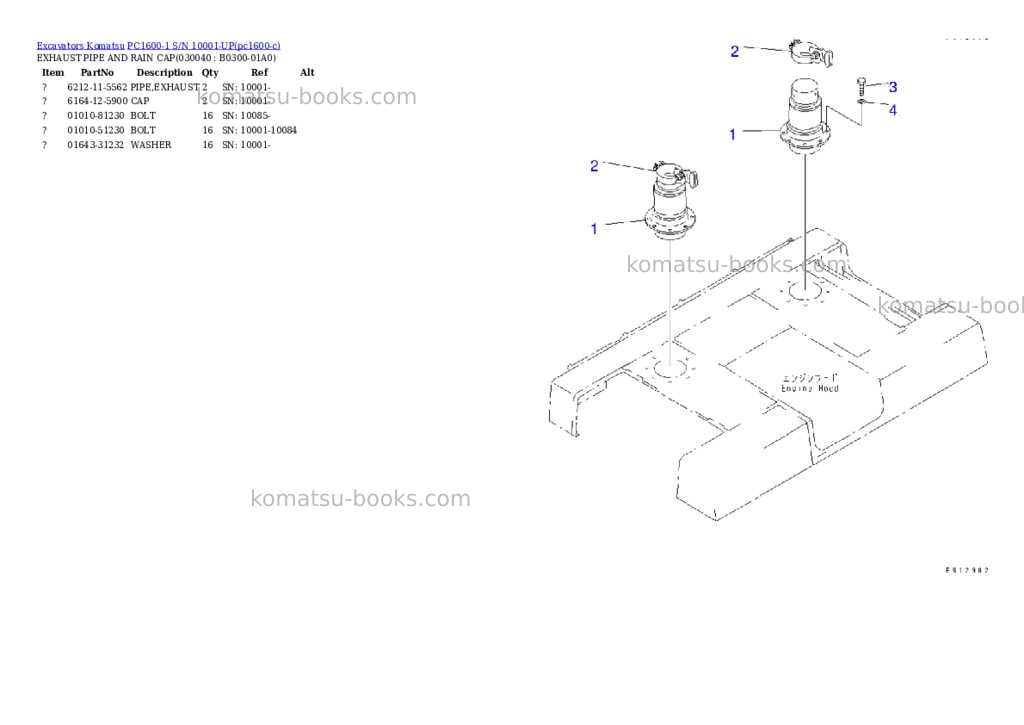 Komatsu PC1600-1 S/N 10001-UP Parts catalog cover Page 3 Komatsu PC1600-1 S/N 10001-UP Parts catalog cover Page 3