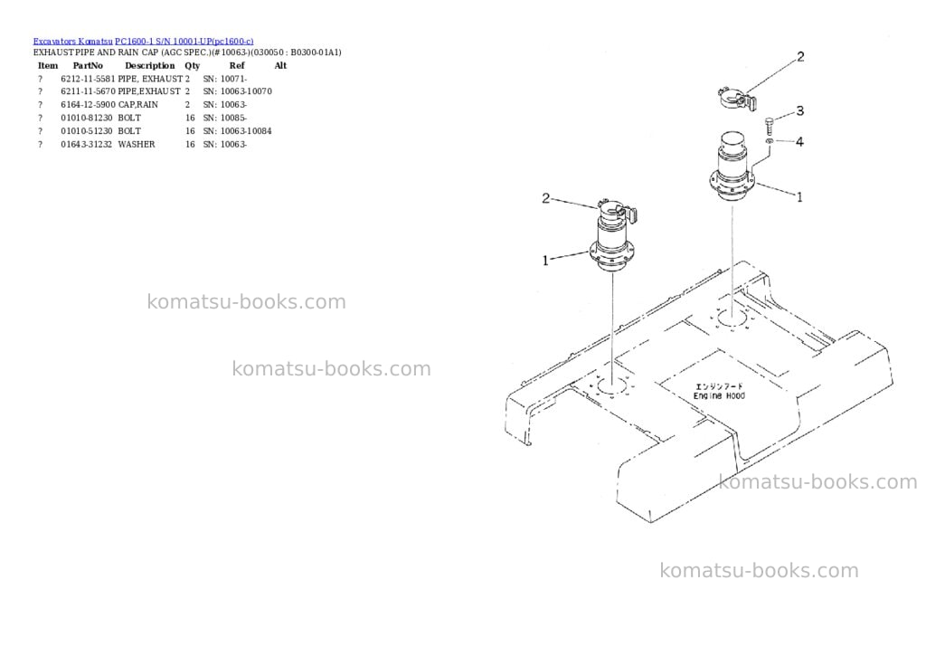 Komatsu PC1600-1 S/N 10001-UP Parts catalog cover Page 4 Komatsu PC1600-1 S/N 10001-UP Parts catalog cover Page 4