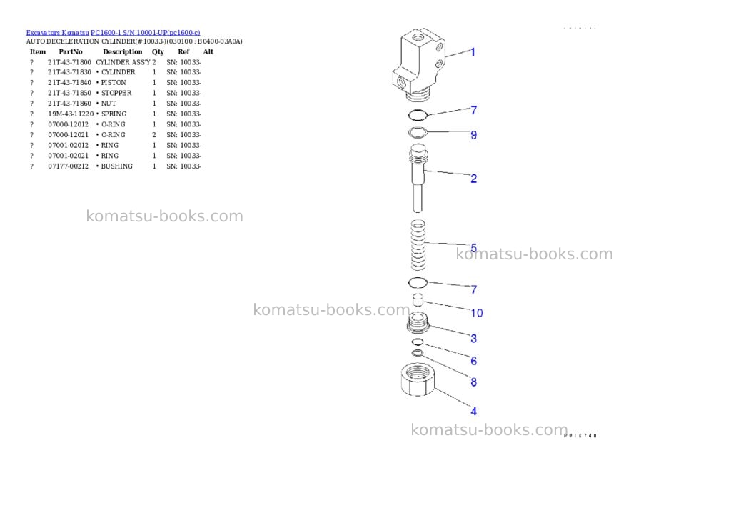 Komatsu PC1600-1 S/N 10001-UP Parts catalog cover Page 9 Komatsu PC1600-1 S/N 10001-UP Parts catalog cover Page 9