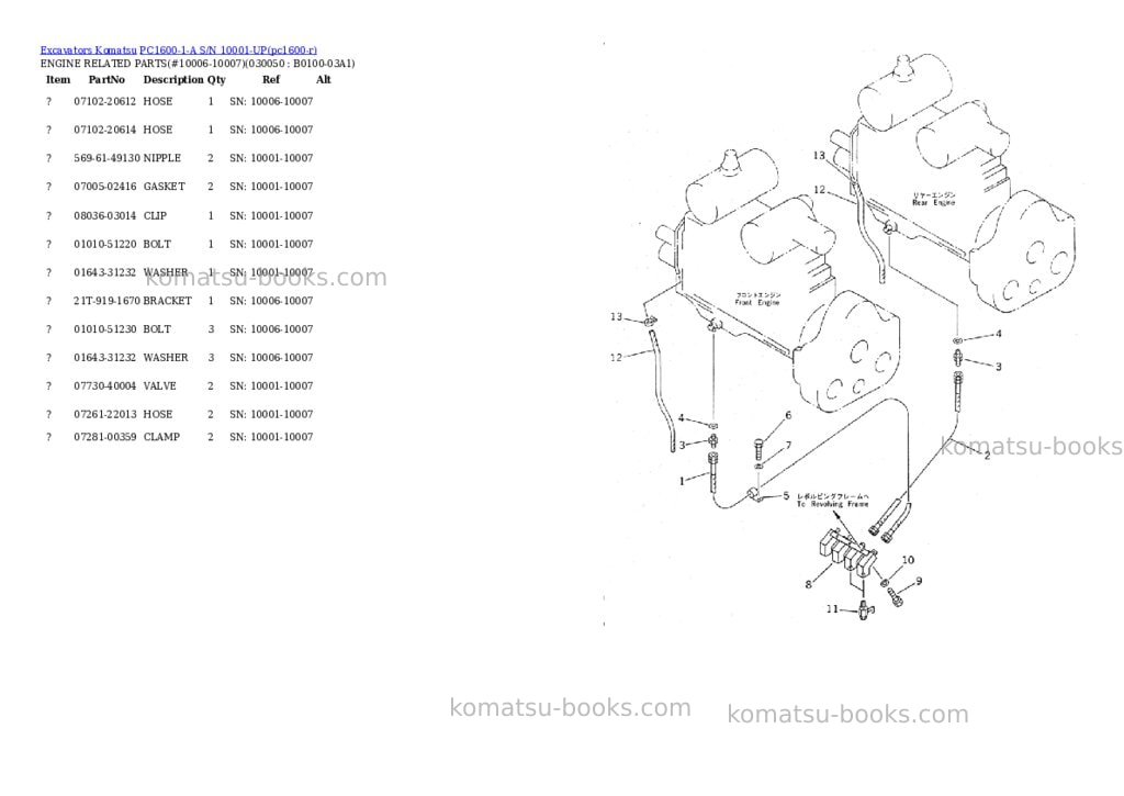 Komatsu pc1600-1-a s/n 10001-up Parts catalog cover Page 4 Komatsu pc1600-1-a s/n 10001-up Parts catalog cover Page 4