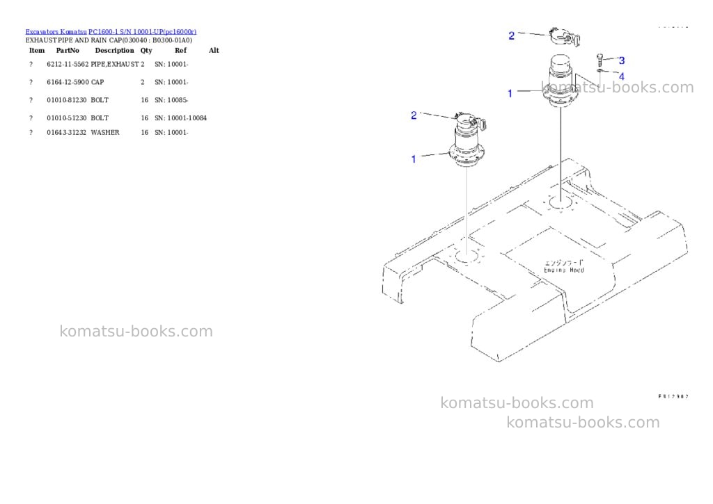 Komatsu pc1600-1 s/n 10001-up Parts catalog cover Page 3 Komatsu pc1600-1 s/n 10001-up Parts catalog cover Page 3