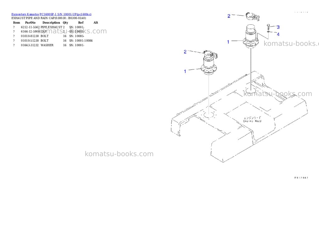 Komatsu pc1600sp-1 s/n 10001-up Parts catalog cover Page 2 Komatsu pc1600sp-1 s/n 10001-up Parts catalog cover Page 2