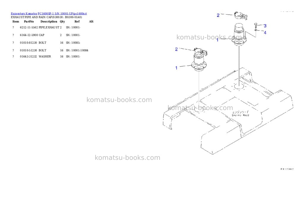 Komatsu PC1600SP-1 S/N 10001-UP Parts catalog cover Page 2 Komatsu PC1600SP-1 S/N 10001-UP Parts catalog cover Page 2