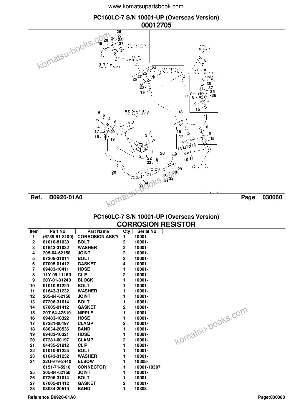 Komatsu pc160lc-7 s/n 10001-up overseas version Catálogo de piezas cover Page 10